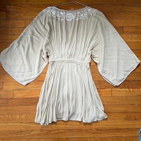 Sage the Label Sheer Bohemian Smocked Mini Dress Size S - Picture 4 of 9